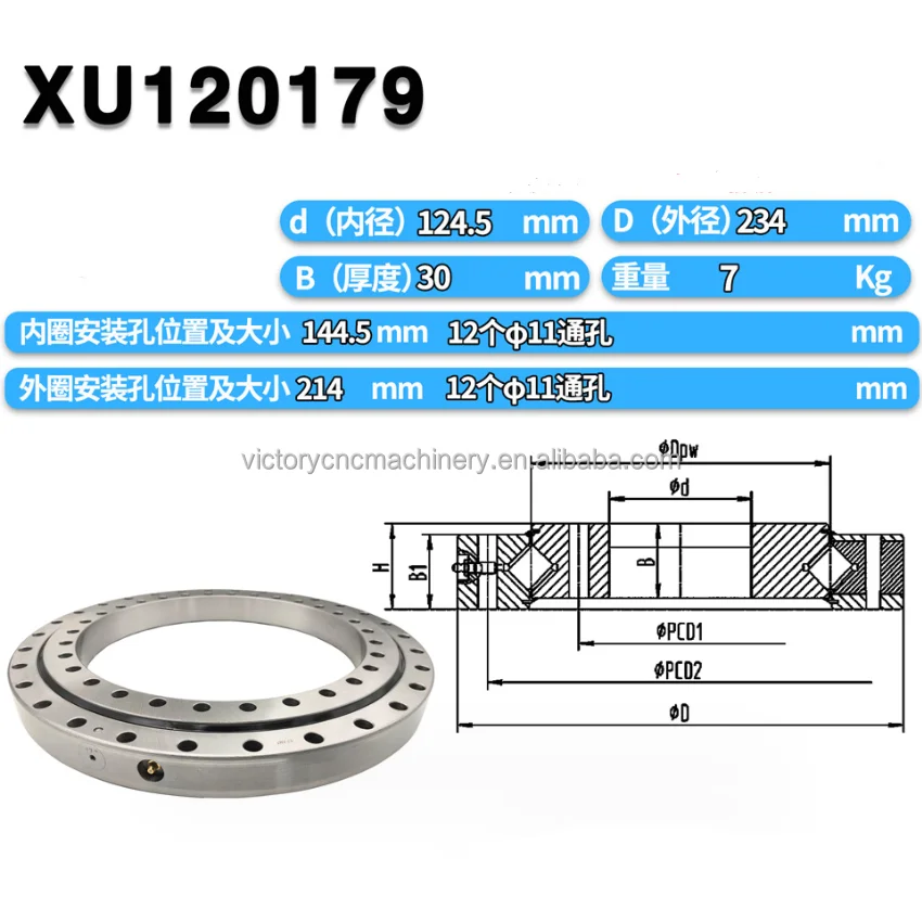 124.5X234X35mm XU120179 Precision Cross Roller Bearing Rotary Disk Bearing Robot Joint Bearing Slewing Ring Without Gear
124.5X234X35mm XU120179 Precision Cross Roller Bearing Rotary Disk Bearing Robot Joint Bearing Slewing Ring Without Gear