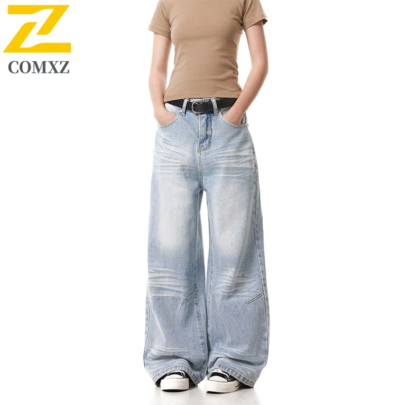 High Waist Denim Trousers Women's Retro American Style Straight Leg Jeans Spring and Summer New Loose light blue Wide Leg Pants
High Waist Denim Trousers Women's Retro American Style Straight Leg Jeans Spring and Summer New Loose light blue Wide Leg Pants