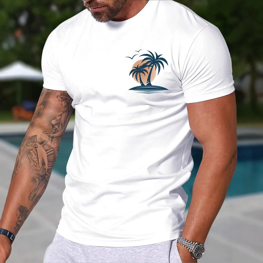 230g Pure Cotton Simple Coconut Tree Jacquard Men's Fashionable New Round Neck Short Sleeved T-shirt
230g Pure Cotton Simple Coconut Tree Jacquard Men's Fashionable New Round Neck Short Sleeved T-shirt