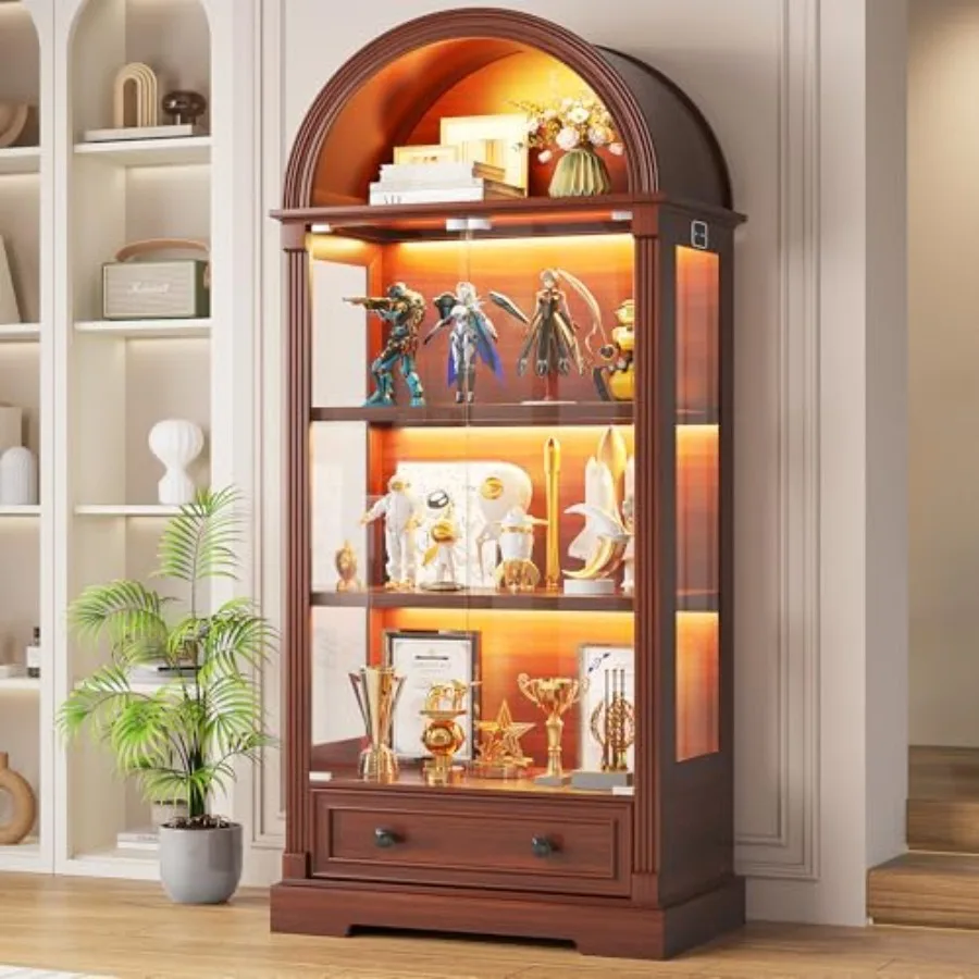 Curio Cabinet with Glass Doors, 72" Tall Arched Display Cabinet with Human Sensor Lights, 4-Tier Display Case for Collectibles
Curio Cabinet with Glass Doors, 72" Tall Arched Display Cabinet with Human Sensor Lights, 4-Tier Display Case for Collectibles