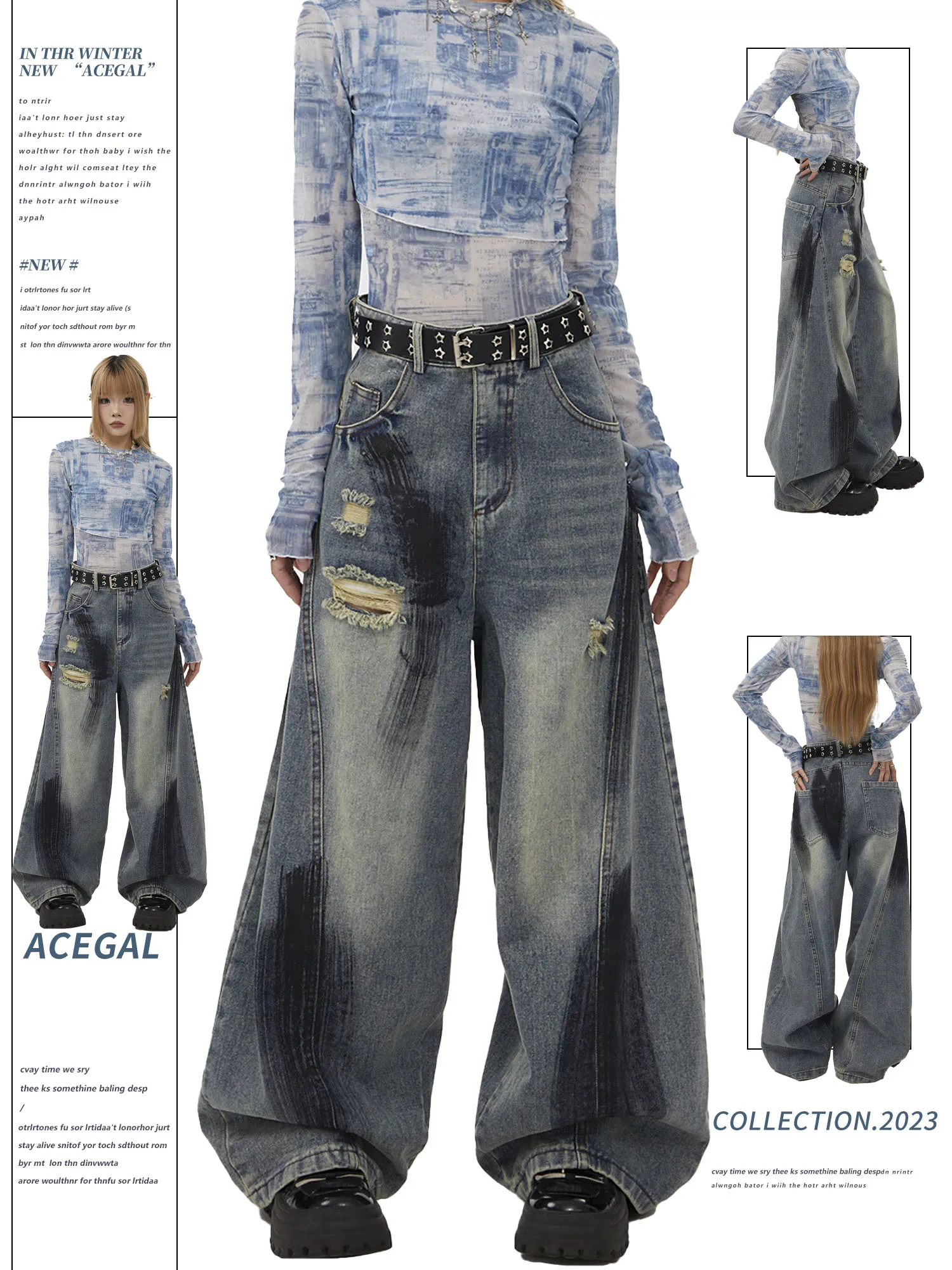 American Retro Washed Straight Leg Jeans Design Loose Lantern Wide Leg Pants Dirty Pants Women's Casual Cotton Denim Jeans
American Retro Washed Straight Leg Jeans Design Loose Lantern Wide Leg Pants Dirty Pants Women's Casual Cotton Denim Jeans
