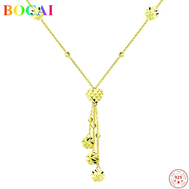 BOCAI Real Sterling Silver S925 Necklace Pendant Sanding Balls Color Gold Plated Argentum Elegant Chain Valentine's Day Gift
BOCAI Real Sterling Silver S925 Necklace Pendant Sanding Balls Color Gold Plated Argentum Elegant Chain Valentine's Day Gift