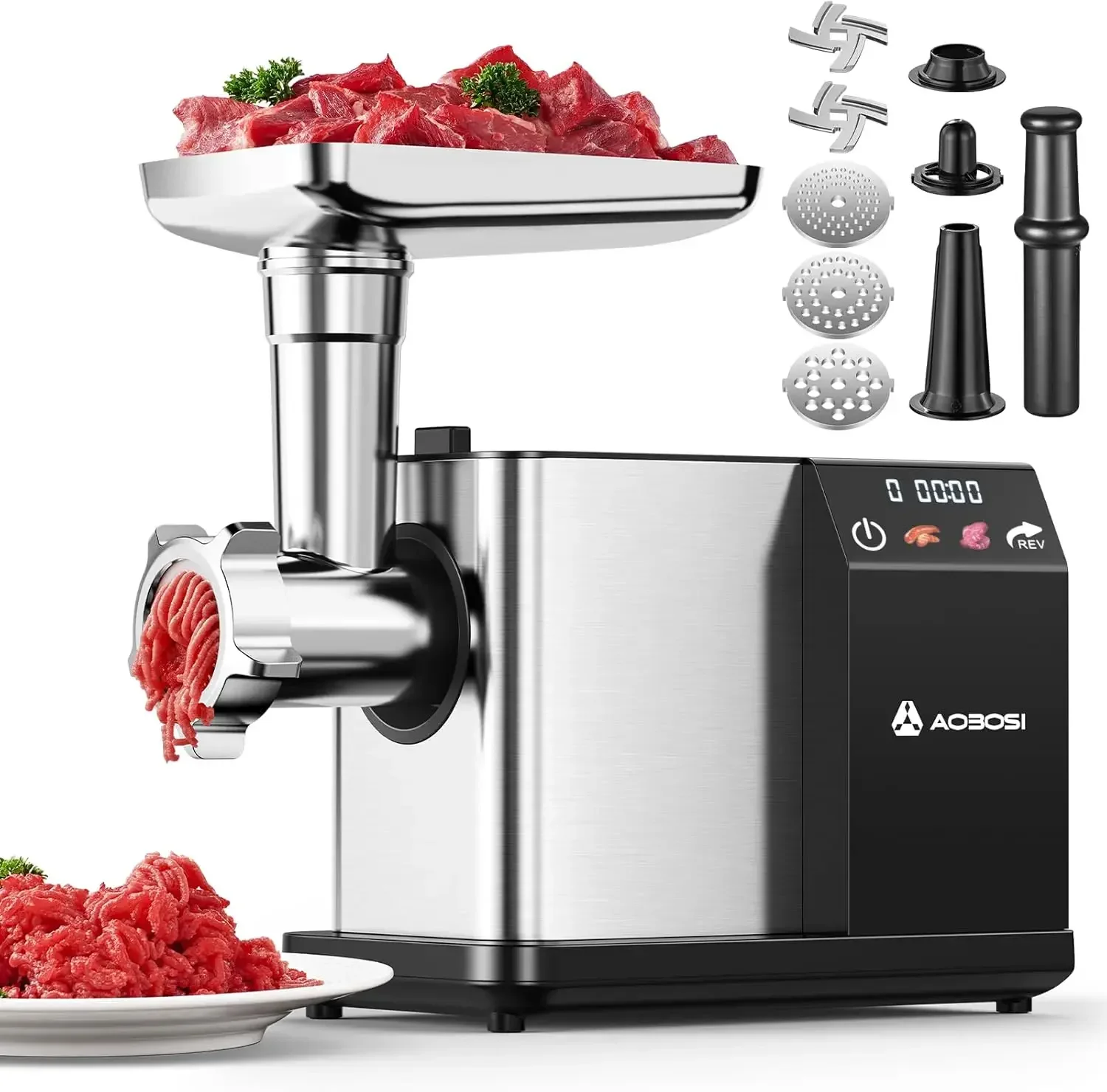 Meat Grinder Electric 3000W Max with Touch Color Screen, Auto-Reverse & Built-in Storage - 3 Speed Settings,Grinding, Sausage &
Meat Grinder Electric 3000W Max with Touch Color Screen, Auto-Reverse & Built-in Storage - 3 Speed Settings,Grinding, Sausage &