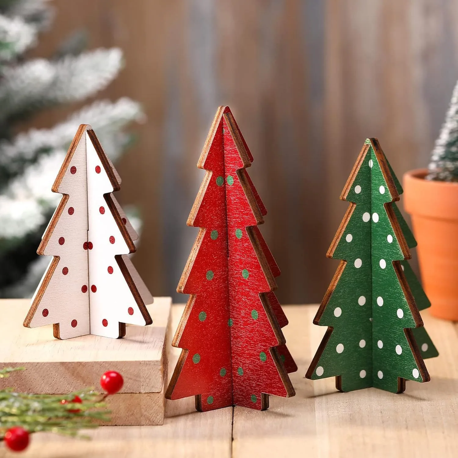 Christmas Decor 3 Pieces Wood Table Rustic Christmas Tree Farmhouse Wooden Table Xmas Trees Tiered Tray Decoration Gift 
Christmas Decor 3 Pieces Wood Table Rustic Christmas Tree Farmhouse Wooden Table Xmas Trees Tiered Tray Decoration Gift