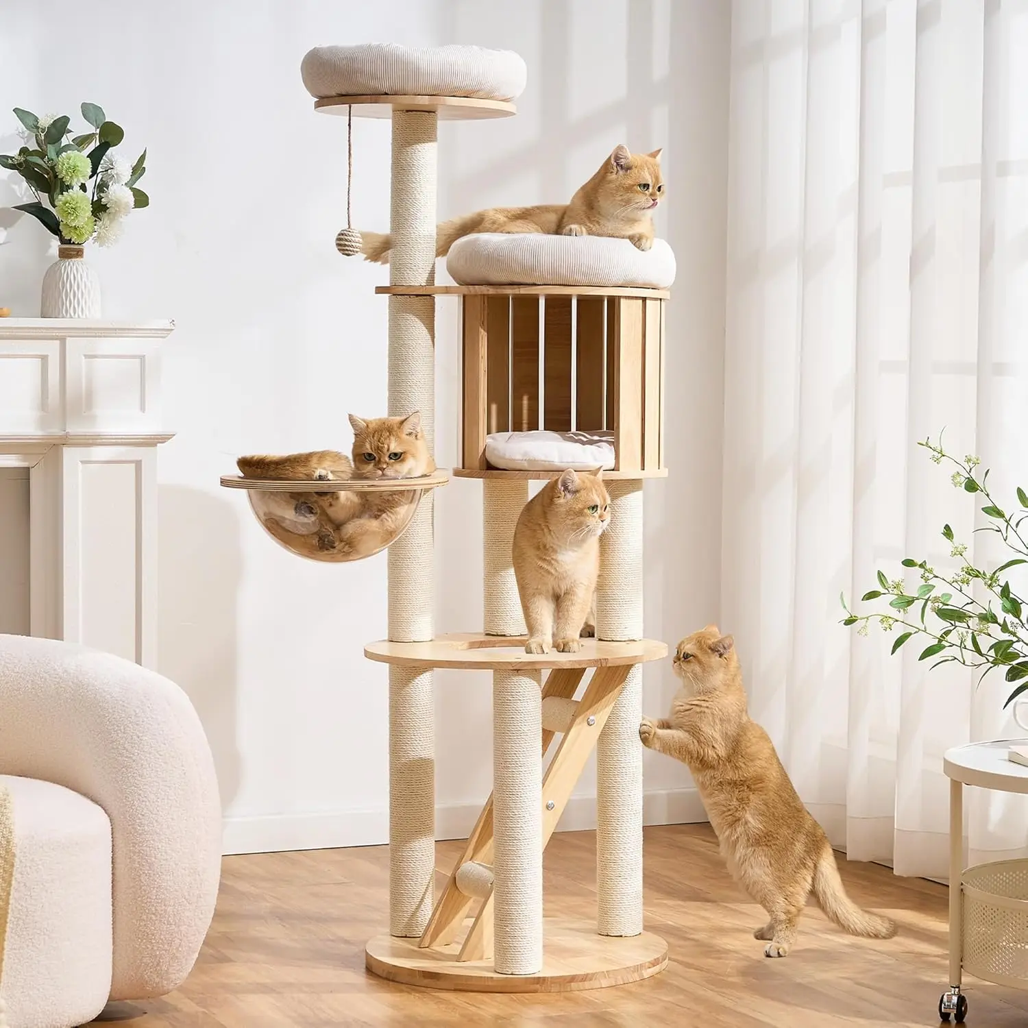 Multi Level Cat Tree With Sisal Scratching Posts Condo Bed Ladder Dangling Ball For Indoor Cats
Multi Level Cat Tree With Sisal Scratching Posts Condo Bed Ladder Dangling Ball For Indoor Cats