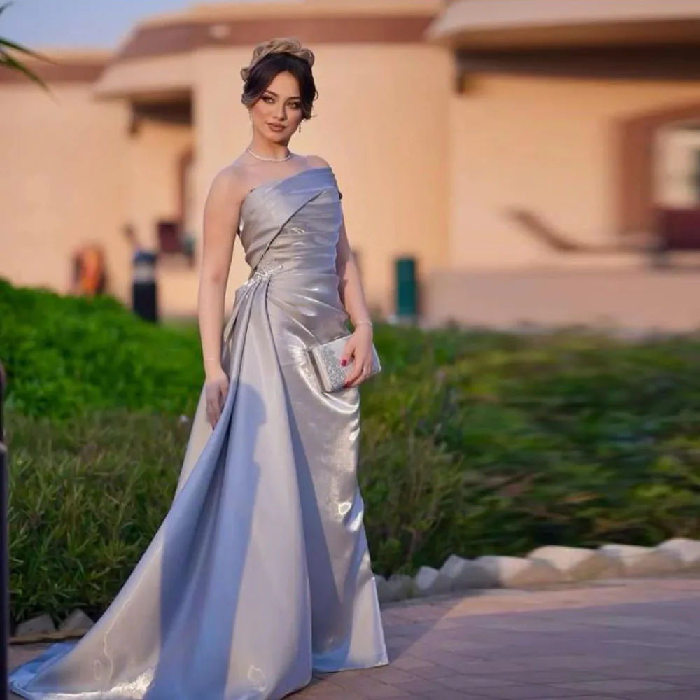 Customized Off the Shoulder Evening Dresses Rhinestone Crepe فساتين سهرة One Shoulder Pleat Wedding Guest Gown
Customized Off the Shoulder Evening Dresses Rhinestone Crepe فساتين سهرة One Shoulder Pleat Wedding Guest Gown