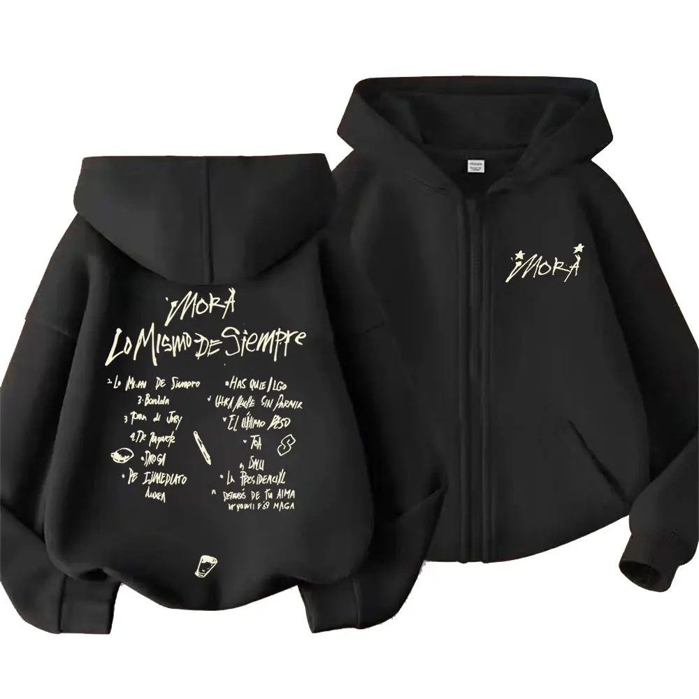 Rapper Mora Lo Mismo De Siempre 2025 Zipper Hoodie Men Women Hip Hop Fashion Pop Music Zip Up Jacket Men's Oversized Streetwear
Rapper Mora Lo Mismo De Siempre 2025 Zipper Hoodie Men Women Hip Hop Fashion Pop Music Zip Up Jacket Men's Oversized Streetwear