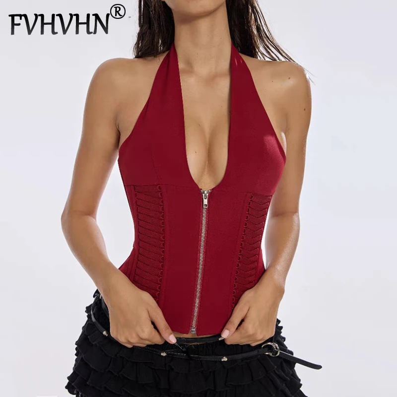 FVHVHN Fashion Women's Hanging Neck Camisole Vest Niche Design Versatile Outwear Back Bandage Design Tank Tops Female 1A238
FVHVHN Fashion Women's Hanging Neck Camisole Vest Niche Design Versatile Outwear Back Bandage Design Tank Tops Female 1A238