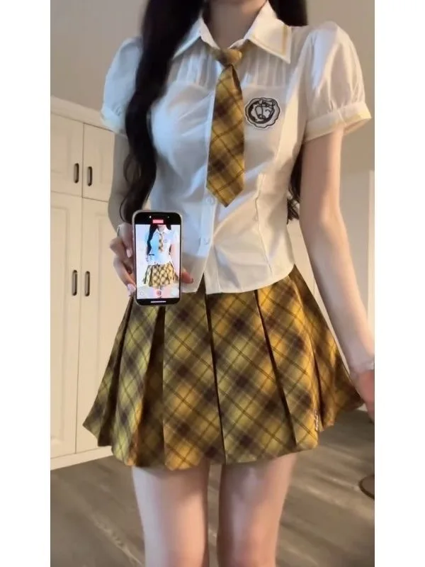 Summer Unique Beautiful Plaid irt And Skirt Set College Sle Sexy Waist Cinched Belted Two Piece Outfit ort Sve
Summer Unique Beautiful Plaid irt And Skirt Set College Sle Sexy Waist Cinched Belted Two Piece Outfit ort Sve