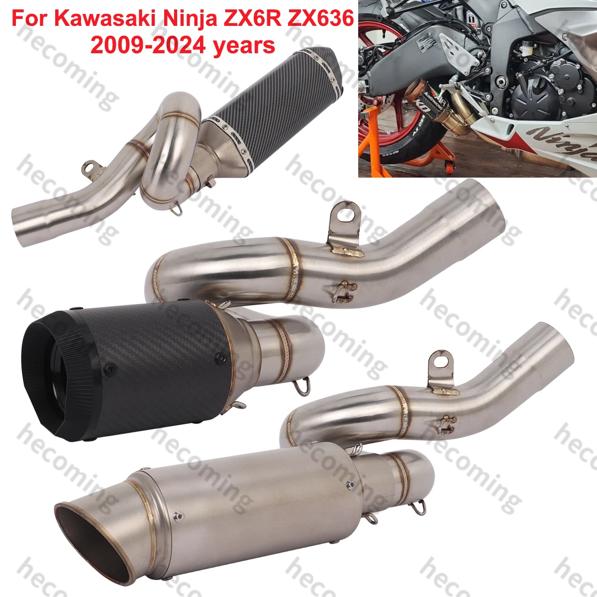 For Kawasaki Ninja ZX6R ZX636 2009-2024 Exhaust Mid Link Pipe Slip on Muffler Middle Pipe ZX6R Exhaust System
For Kawasaki Ninja ZX6R ZX636 2009-2024 Exhaust Mid Link Pipe Slip on Muffler Middle Pipe ZX6R Exhaust System