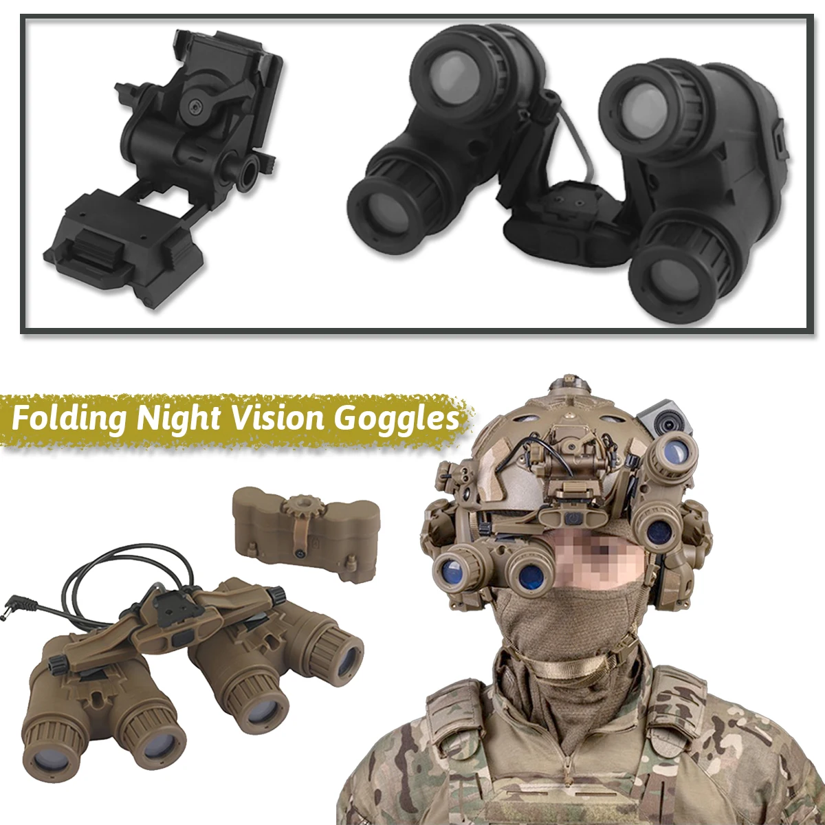 GPNVG-18 Folding Four-Eye Night Vision Device Model with L4G24 NVG Bracket Battery Box for Movie Cosplay Tactical Game Props
GPNVG-18 Folding Four-Eye Night Vision Device Model with L4G24 NVG Bracket Battery Box for Movie Cosplay Tactical Game Props