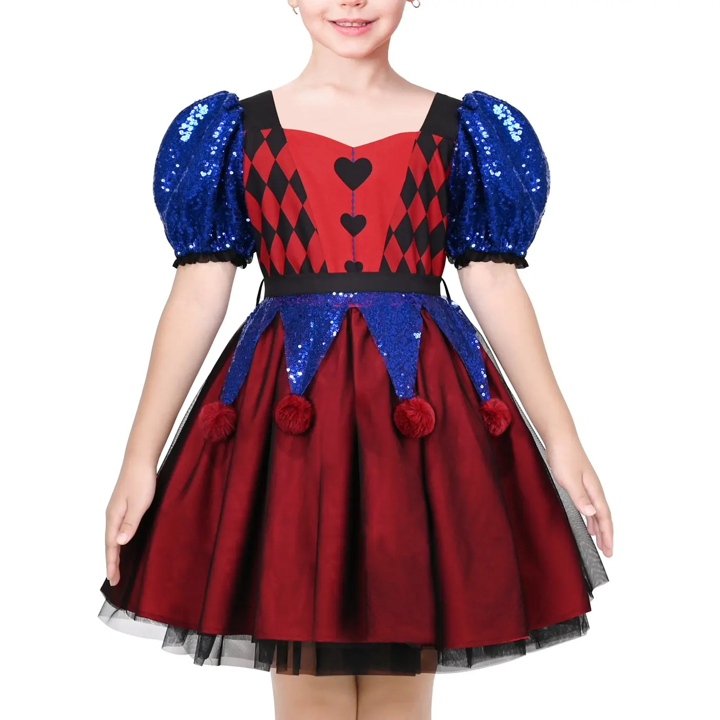 Girls Dress Red Blue Clown Check Heart Halloween Party Puff Sleeve Tulle
Girls Dress Red Blue Clown Check Heart Halloween Party Puff Sleeve Tulle