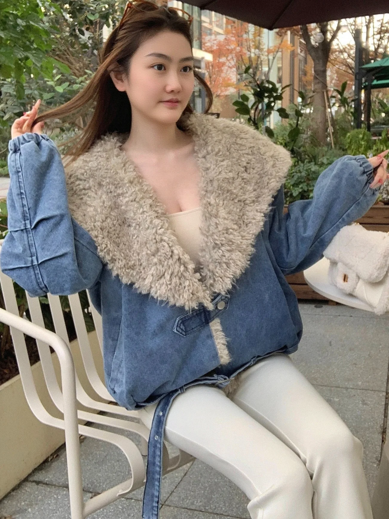 Women's Biker Sle Warm Cotton Jaet Coat Fur Lined Denim Material Thiened Long Sve Korean Sle Commute Faion
Women's Biker Sle Warm Cotton Jaet Coat Fur Lined Denim Material Thiened Long Sve Korean Sle Commute Faion