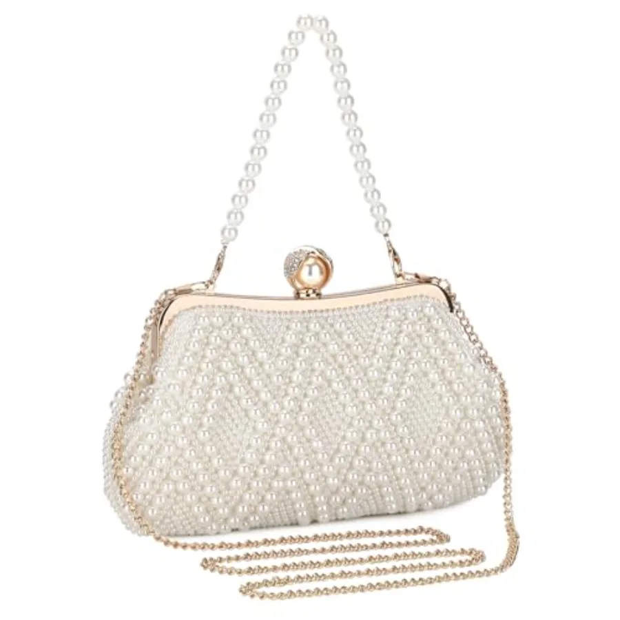Women Pearl Clutch Bag Noble Crystal Beaded Evening Bag Wedding Clutch with Pearl Chain
Women Pearl Clutch Bag Noble Crystal Beaded Evening Bag Wedding Clutch with Pearl Chain