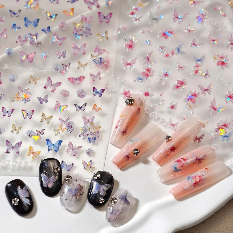 Colored Butterfly Flowers Pink Peach Blossom Polarized Illusion 3D Self Adhesive Nail Art Stickers Glitter Shiny Manicure Decals 
Colored Butterfly Flowers Pink Peach Blossom Polarized Illusion 3D Self Adhesive Nail Art Stickers Glitter Shiny Manicure Decals