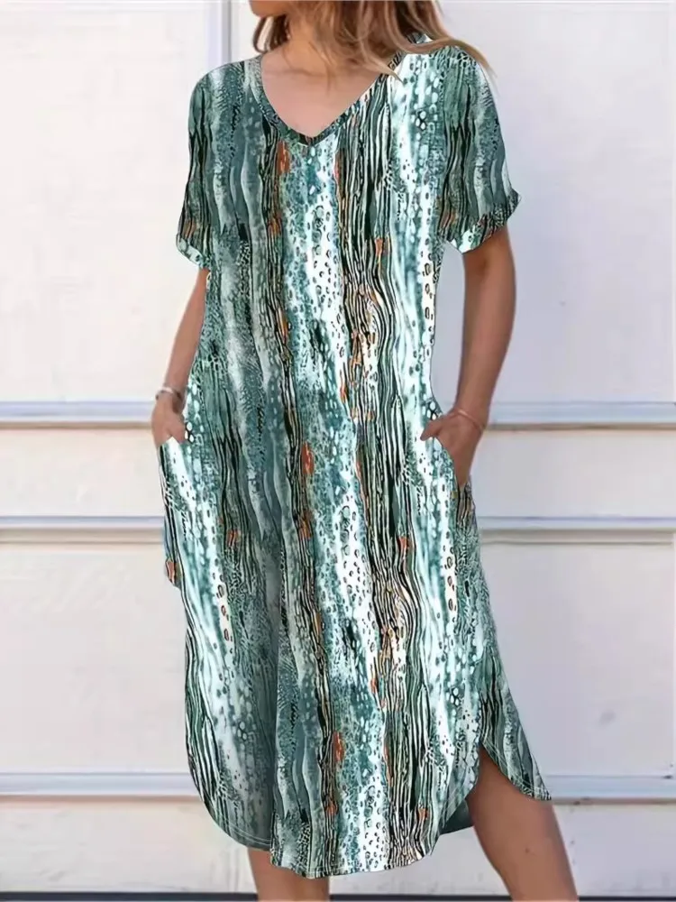 Fashion Boho Print Dress Lady Casual V Neck Short Sleeve Pullover Dresses For Women Holiday Beach Party Skirt Summer Clothes New
Fashion Boho Print Dress Lady Casual V Neck Short Sleeve Pullover Dresses For Women Holiday Beach Party Skirt Summer Clothes New