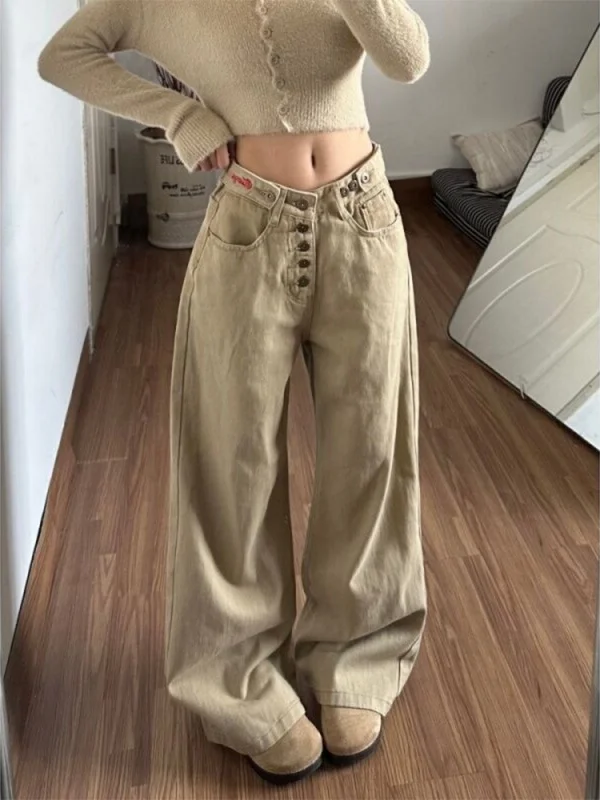 Retro American Khaki Wide Leg Loose Women's Jeans High Waist Winter Design Sense Knife Denim Pants Ladies Trousers
Retro American Khaki Wide Leg Loose Women's Jeans High Waist Winter Design Sense Knife Denim Pants Ladies Trousers