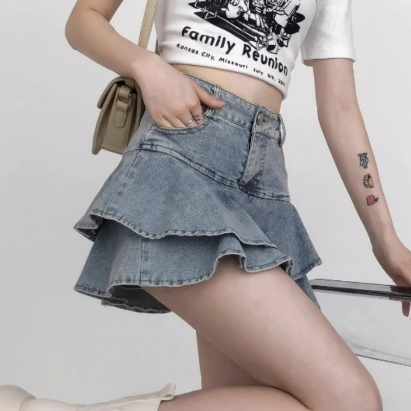 Women's Cake Skirt Jeans Dress Y2k Ruffle High Waist Short Skirt Harajuku Design Streetwear Sweet Vintage Funky Sexy Solid Blue
Women's Cake Skirt Jeans Dress Y2k Ruffle High Waist Short Skirt Harajuku Design Streetwear Sweet Vintage Funky Sexy Solid Blue