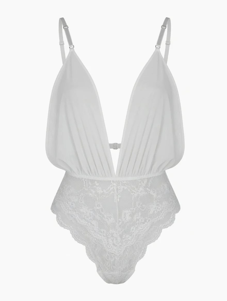 White Lace Bodysuit Lingerie Sheer Mesh Deep V Teddy for Women Bridal Date Night Romantic
White Lace Bodysuit Lingerie Sheer Mesh Deep V Teddy for Women Bridal Date Night Romantic