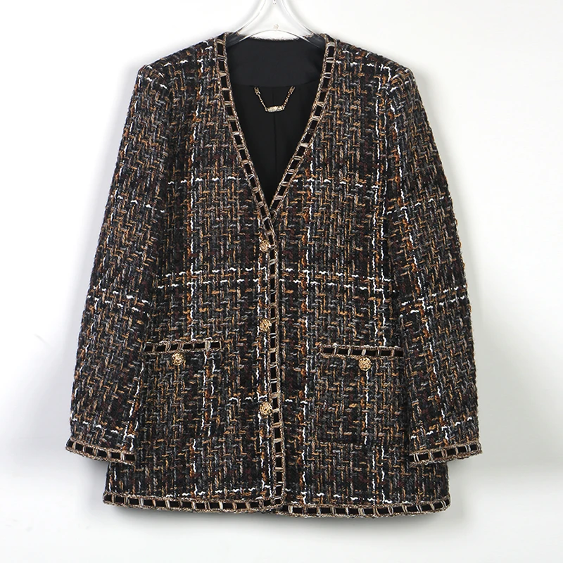 2025 upgraded version of V-neck brown mid-length fashionable ladies’ high-end temperament outerwear
2025 upgraded version of V-neck brown mid-length fashionable ladies’ high-end temperament outerwear