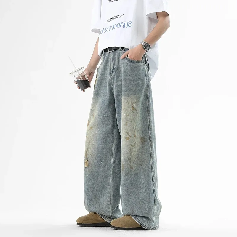 High Street Retro Pants 2025 New Trendy Brand Piercing Printed Jeans for Men, Stir Fried Saltwater Washed Wkwkp00180 Cargo Jeans 
High Street Retro Pants 2025 New Trendy Brand Piercing Printed Jeans for Men, Stir Fried Saltwater Washed Wkwkp00180 Cargo Jeans