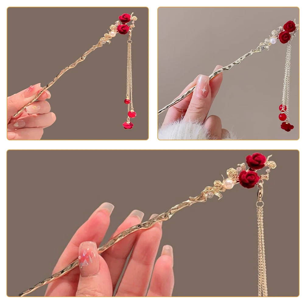 2 Pcs Rose Hairpin Accessories Women Stick Red Rose Formal Vintage Hair Bun Sticks Chopsticks For Buns Hair Decor
2 Pcs Rose Hairpin Accessories Women Stick Red Rose Formal Vintage Hair Bun Sticks Chopsticks For Buns Hair Decor
