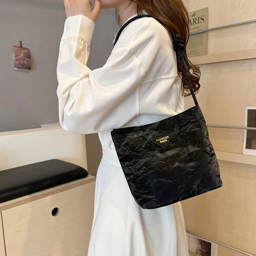 Women's Bag New Style Fashion Simple Solid Color Texture Artistic Style Casual Versatile Shoulder Bag Women's Bag New Style Fashion Simple Solid Color Texture Artistic Style Casual Versatile Shoulder Bag
