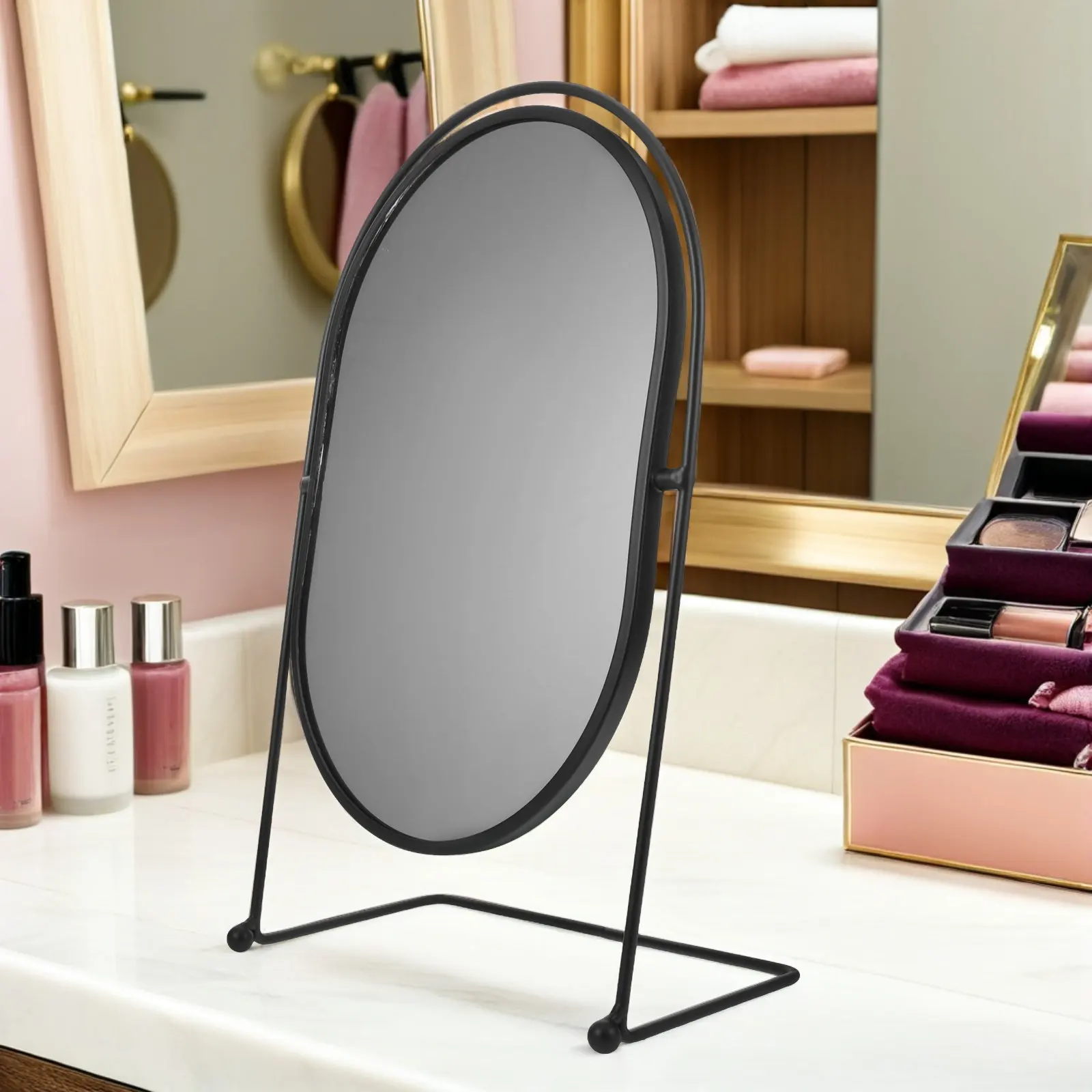 Elegant Oval Tabletop Vanity Mirror Rotatable Desktop Makeup Mirror for Women Dorm Room Bedroom Dressing Solution
Elegant Oval Tabletop Vanity Mirror Rotatable Desktop Makeup Mirror for Women Dorm Room Bedroom Dressing Solution