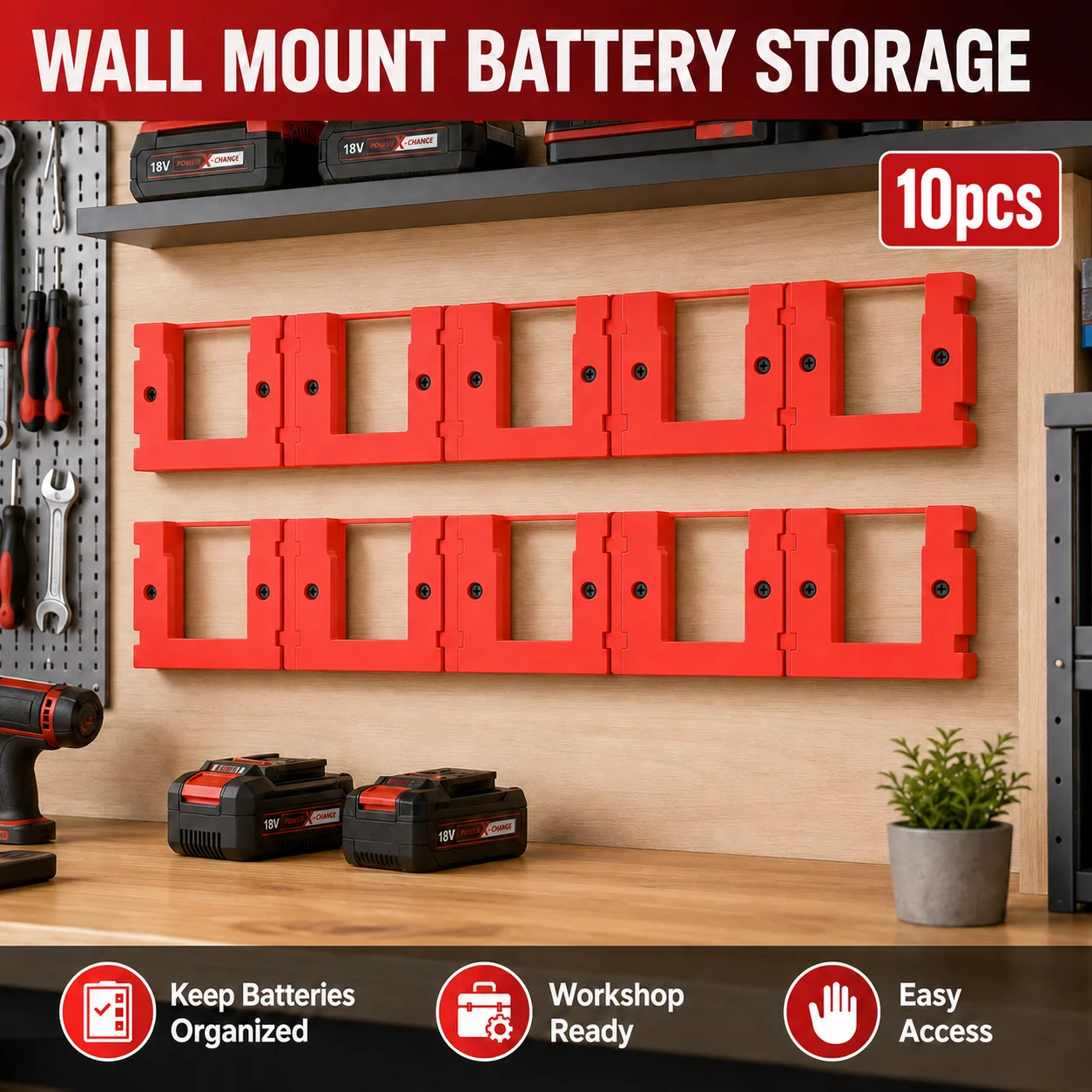 10pcs Portable Wall Mounted Battery Holder Case for Einhell Power X-Change Battery Power Tool Storage Bracket Accessories
10pcs Portable Wall Mounted Battery Holder Case for Einhell Power X-Change Battery Power Tool Storage Bracket Accessories