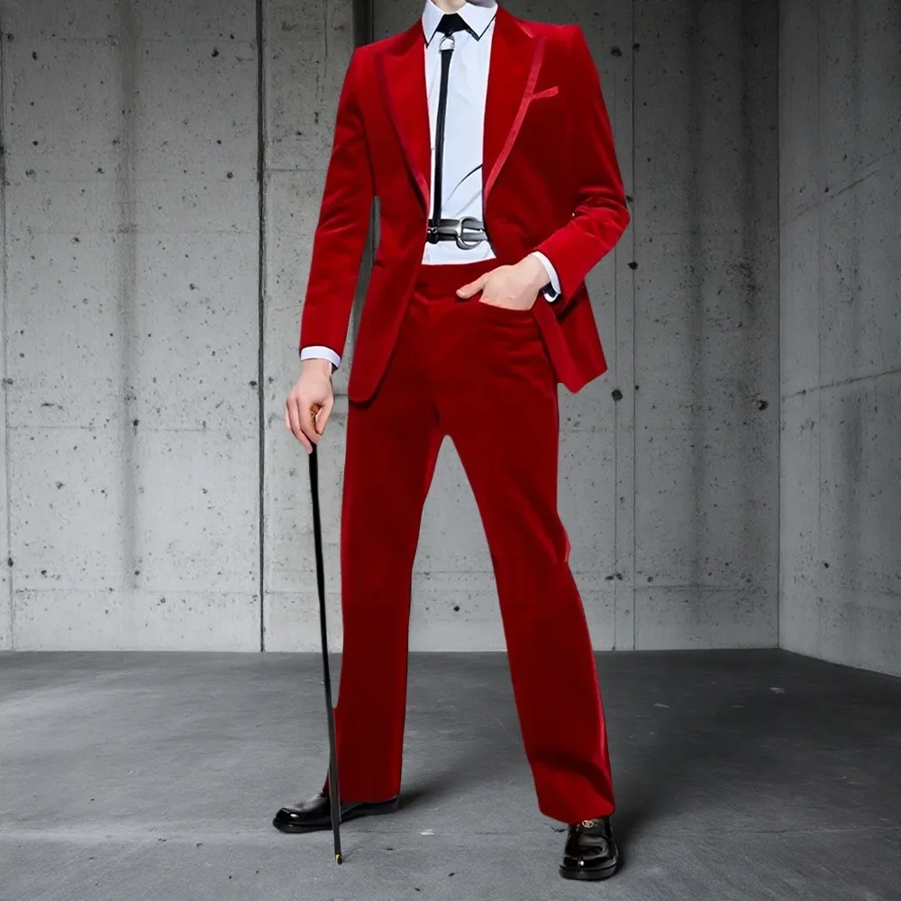 Temperament Men's Red Velvet Slim-Fit Suit Set,Classic 2-piece Men's Suit ( Blazer+Pants ),Men's Stage Costume,Party Gowns
Temperament Men's Red Velvet Slim-Fit Suit Set,Classic 2-piece Men's Suit ( Blazer+Pants ),Men's Stage Costume,Party Gowns