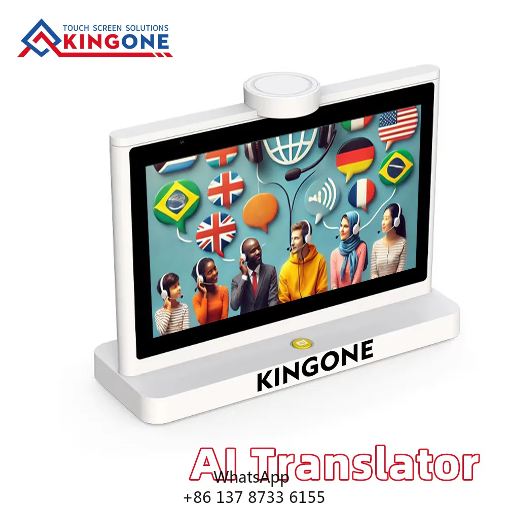 Desktop Real Time Voice Translation Supports 37 Language 10.1 Inch Screen AI Translator For Hotel Front With Secure Cloud System