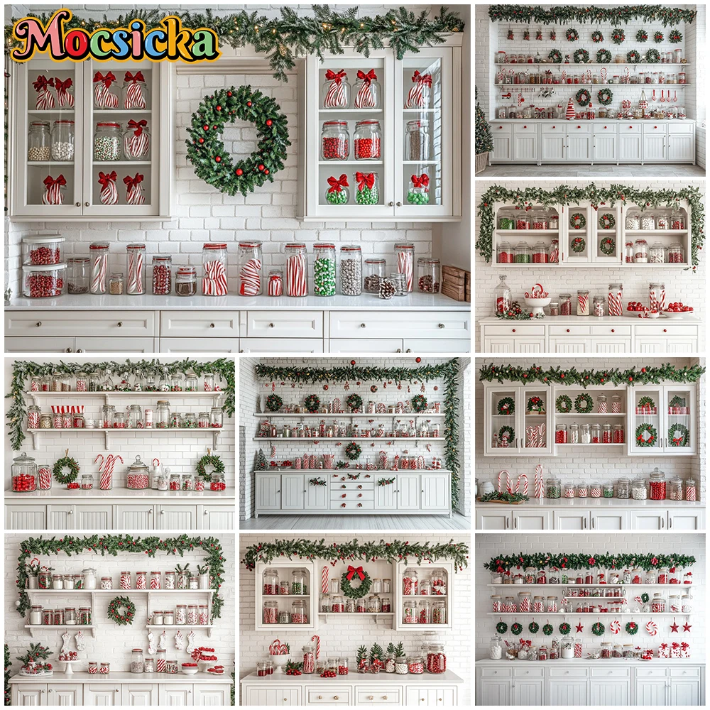 Mocsicka Christmas Kitchen Backdrop Photography Green Flower Wreath White Brick Wall Background Indoor Candy Gifts Decors Banner
Mocsicka Christmas Kitchen Backdrop Photography Green Flower Wreath White Brick Wall Background Indoor Candy Gifts Decors Banner