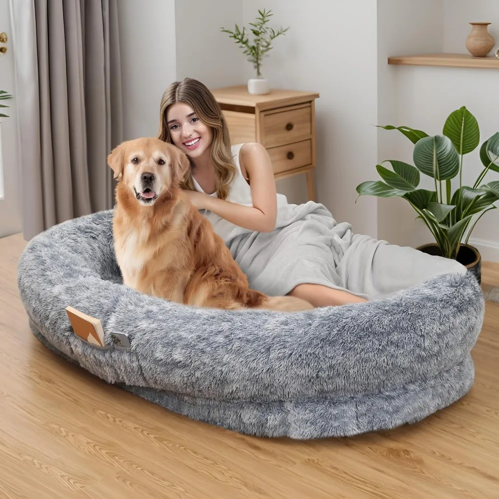 Large Dog Bed, 63" Luxury Human Dog Bed for People Adults with Washable Faux Fur Removable Cover and Waterproof Lining, 3D Memo
Large Dog Bed, 63" Luxury Human Dog Bed for People Adults with Washable Faux Fur Removable Cover and Waterproof Lining, 3D Memo