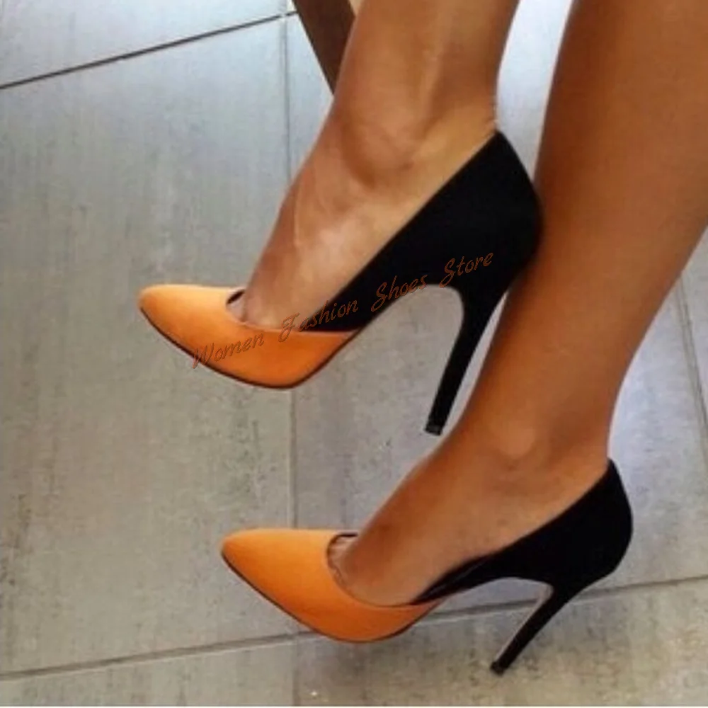 Orange Color Splicing Black Pointed Toe Pumps Stilettos High Heels High Heel Shoes for Women Heels 2024 New Zapatos Para Mujere
Orange Color Splicing Black Pointed Toe Pumps Stilettos High Heels High Heel Shoes for Women Heels 2024 New Zapatos Para Mujere