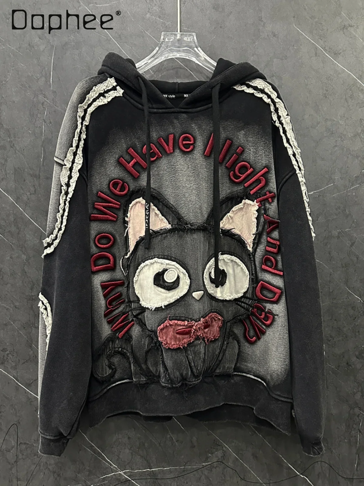 Autumn and Winter New Heavy Industry Sticker Embroidery Cat Cartoon Fleece Hooded Sweatshirts Loose Long Sleeve Casual Top Women
Autumn and Winter New Heavy Industry Sticker Embroidery Cat Cartoon Fleece Hooded Sweatshirts Loose Long Sleeve Casual Top Women