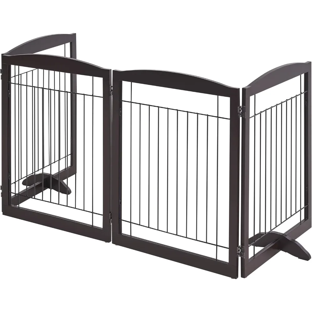 32-Inch Tall Extra Wide Foldable Wire and Wooden Dog Gate with Support Feet for Indoor Puppy Safety
32-Inch Tall Extra Wide Foldable Wire and Wooden Dog Gate with Support Feet for Indoor Puppy Safety