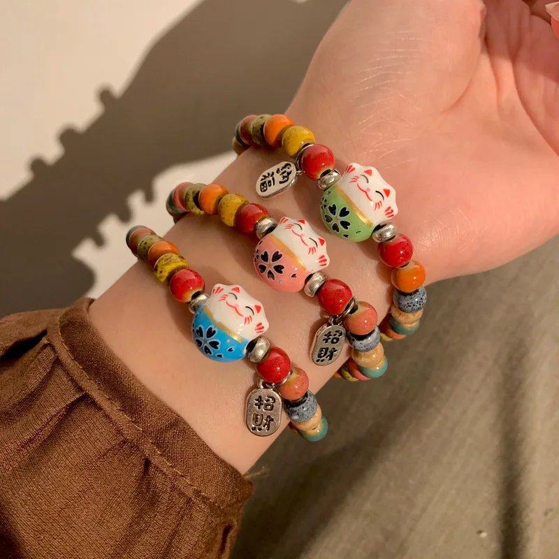 Cute Lucky Cat Bracelet For Women Girls Adjustable Colorful Beaded Bracelets Chinese Style Ceramics Cat Pendant Bracelet Jewelry
Cute Lucky Cat Bracelet For Women Girls Adjustable Colorful Beaded Bracelets Chinese Style Ceramics Cat Pendant Bracelet Jewelry