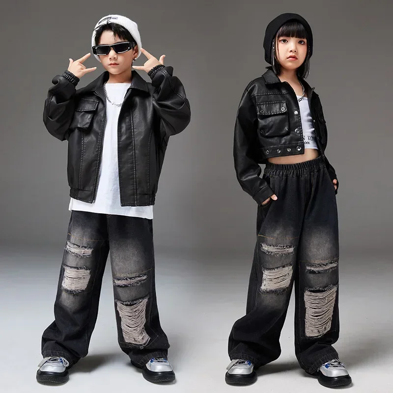 Children Boys Girls Streetwear Loose Leather Motorcycle Jacket Wide Leg Denim Jeans Pants Sets Kids Suits Spring Autumn Coat
Children Boys Girls Streetwear Loose Leather Motorcycle Jacket Wide Leg Denim Jeans Pants Sets Kids Suits Spring Autumn Coat