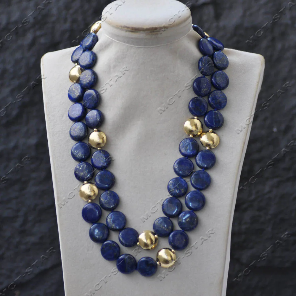 Z14590 40'' 16mm Natural Blue Coin Lapis Lazuli Golden Coin Necklace
Z14590 40'' 16mm Natural Blue Coin Lapis Lazuli Golden Coin Necklace