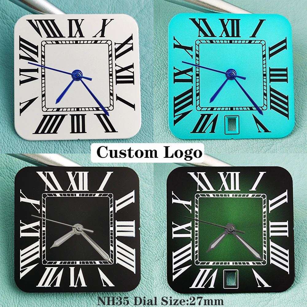 NH35 dial and stainless steel case, 27mm Roman numeral S-shaped dial, customized logo, 6 o'clock position, date movement,
NH35 dial and stainless steel case, 27mm Roman numeral S-shaped dial, customized logo, 6 o'clock position, date movement,
