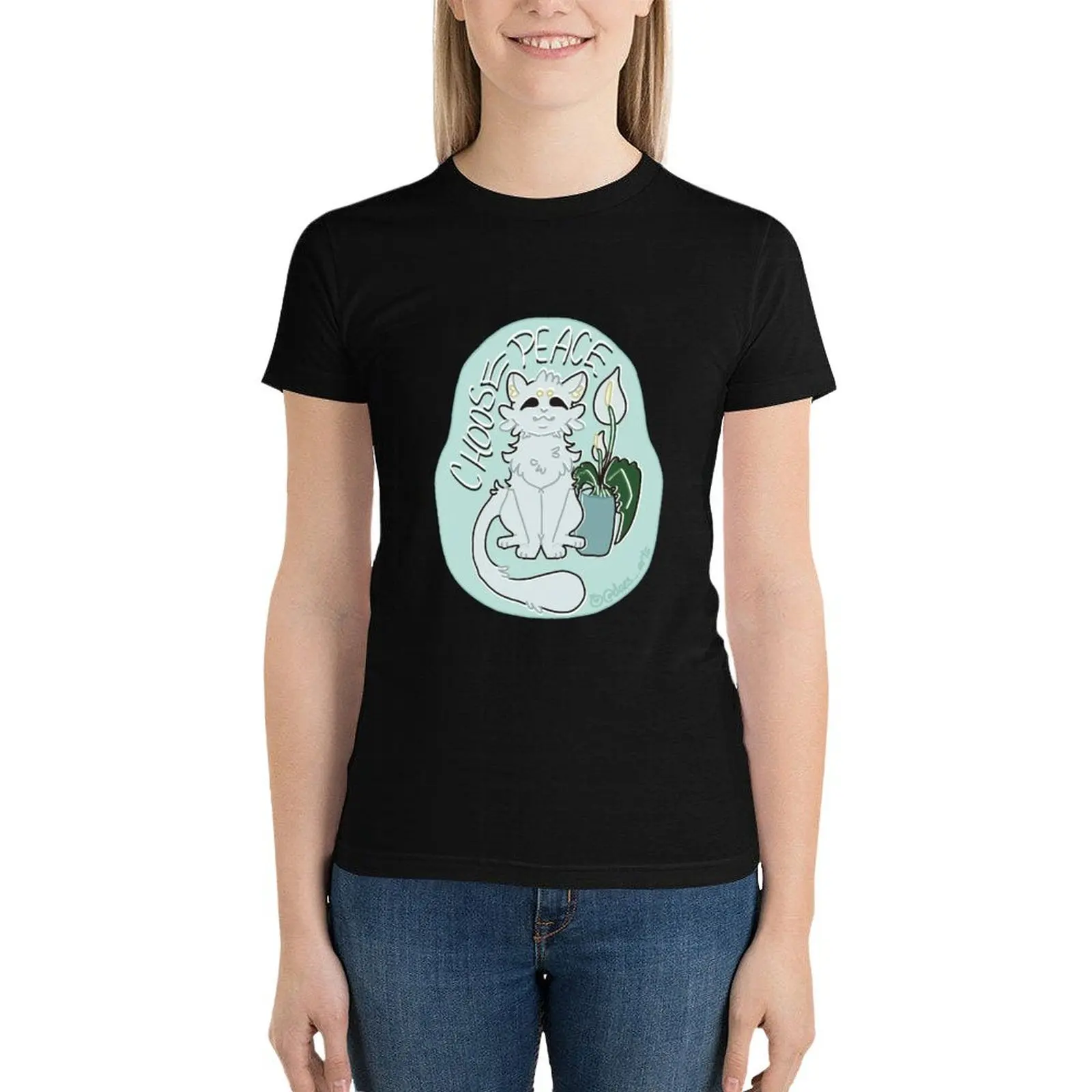 CHOOSE PEACE - Cat Sticker T-Shirt Aesthetic clothing funny Women's cotton t-shirt
CHOOSE PEACE - Cat Sticker T-Shirt Aesthetic clothing funny Women's cotton t-shirt