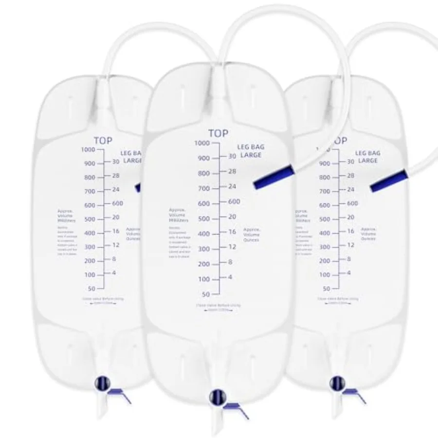 Urinary Drainage Leg Bags 1000ml Catheter Leg Bags with Anti-Reflux Valve and 2 Adjustable Elastic Cloth Straps, Easy Drainage
Urinary Drainage Leg Bags 1000ml Catheter Leg Bags with Anti-Reflux Valve and 2 Adjustable Elastic Cloth Straps, Easy Drainage
