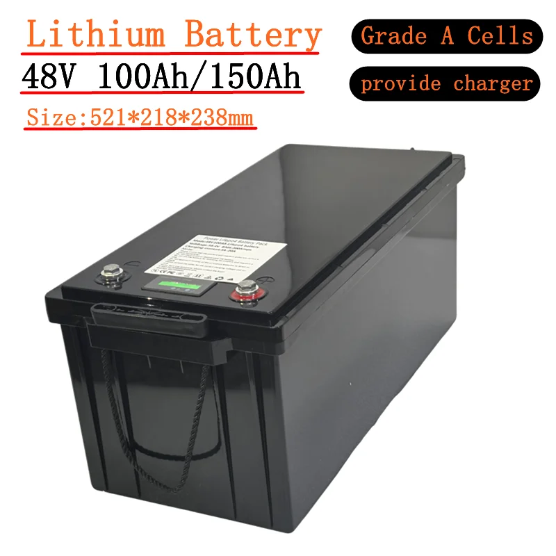 48v 100Ah 150Ahlithium battery with BMS for tricycle golf cart inverter Solar energy storage scooter boat +58.4V 10A charger
48v 100Ah 150Ahlithium battery with BMS for tricycle golf cart inverter Solar energy storage scooter boat +58.4V 10A charger