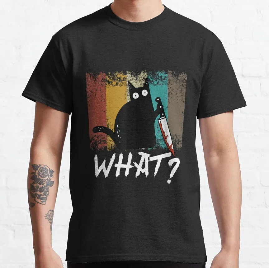 Cat What Funny Black Cat, Murderous Cat with Knife Gift t shirt for Cat Lover 100% cotton Graphic tee Short Sleeve clothes
Cat What Funny Black Cat, Murderous Cat with Knife Gift t shirt for Cat Lover 100% cotton Graphic tee Short Sleeve clothes