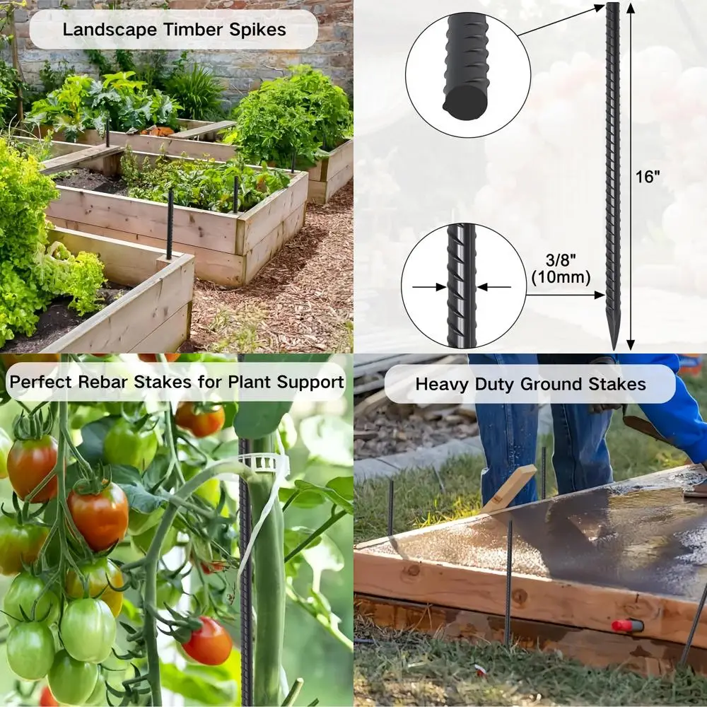 Straight Rebar Stakes 16 Inch 34 Pack Garden Spikes with Chisel Point End Metal Stakes for Ground Heavy Duty 3/8 Inch Thickness
Straight Rebar Stakes 16 Inch 34 Pack Garden Spikes with Chisel Point End Metal Stakes for Ground Heavy Duty 3/8 Inch Thickness