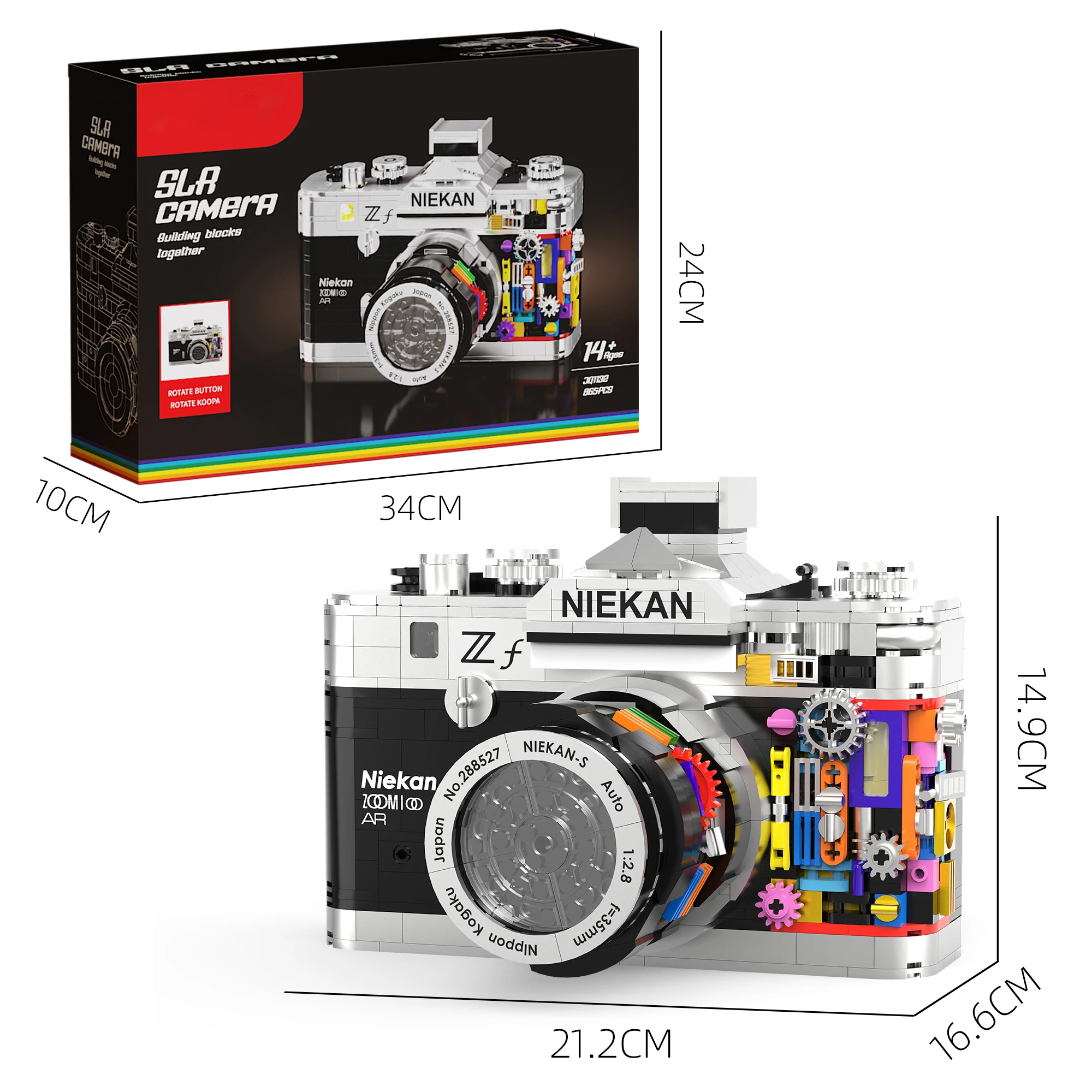 Mechanical Camera Model Building Blocks Zf Replica Movable Gears Zoom DIY Bricks Set Collectible Ornament Christmas Gift For Kid
Mechanical Camera Model Building Blocks Zf Replica Movable Gears Zoom DIY Bricks Set Collectible Ornament Christmas Gift For Kid
