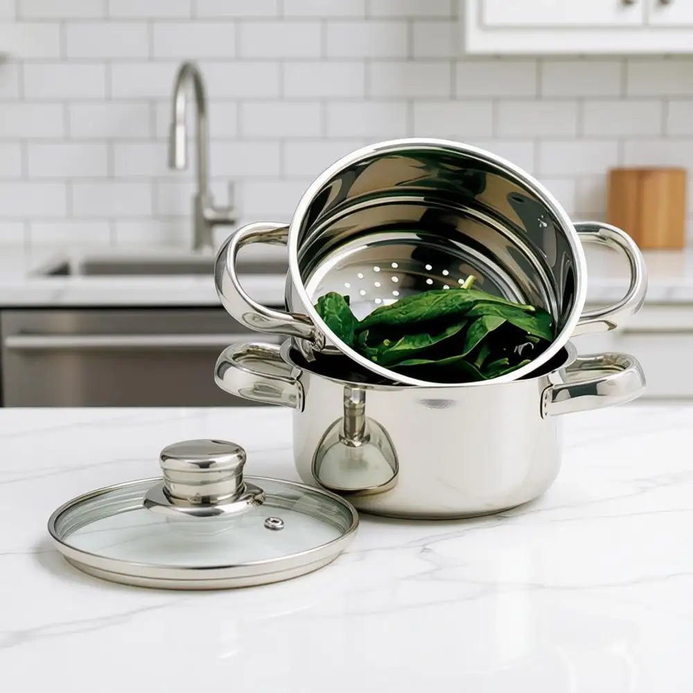 Мини-пароварка из нержавеющей стали на 1 кварту, набор из 3 предметов
Мини-пароварка из нержавеющей стали на 1 кварту, набор из 3 предметов