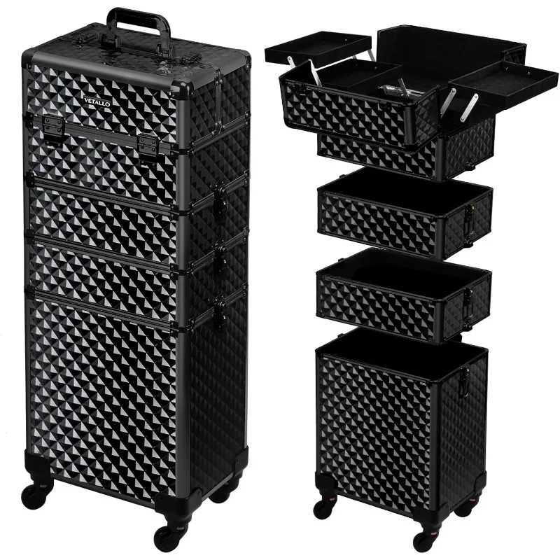 Rolling Makeup Train Case, 5-in-1 Travel Makeup Case Organizer I Large Makeup Case with Key Swivel Wheels I Makeup Train Case
Rolling Makeup Train Case, 5-in-1 Travel Makeup Case Organizer I Large Makeup Case with Key Swivel Wheels I Makeup Train Case
