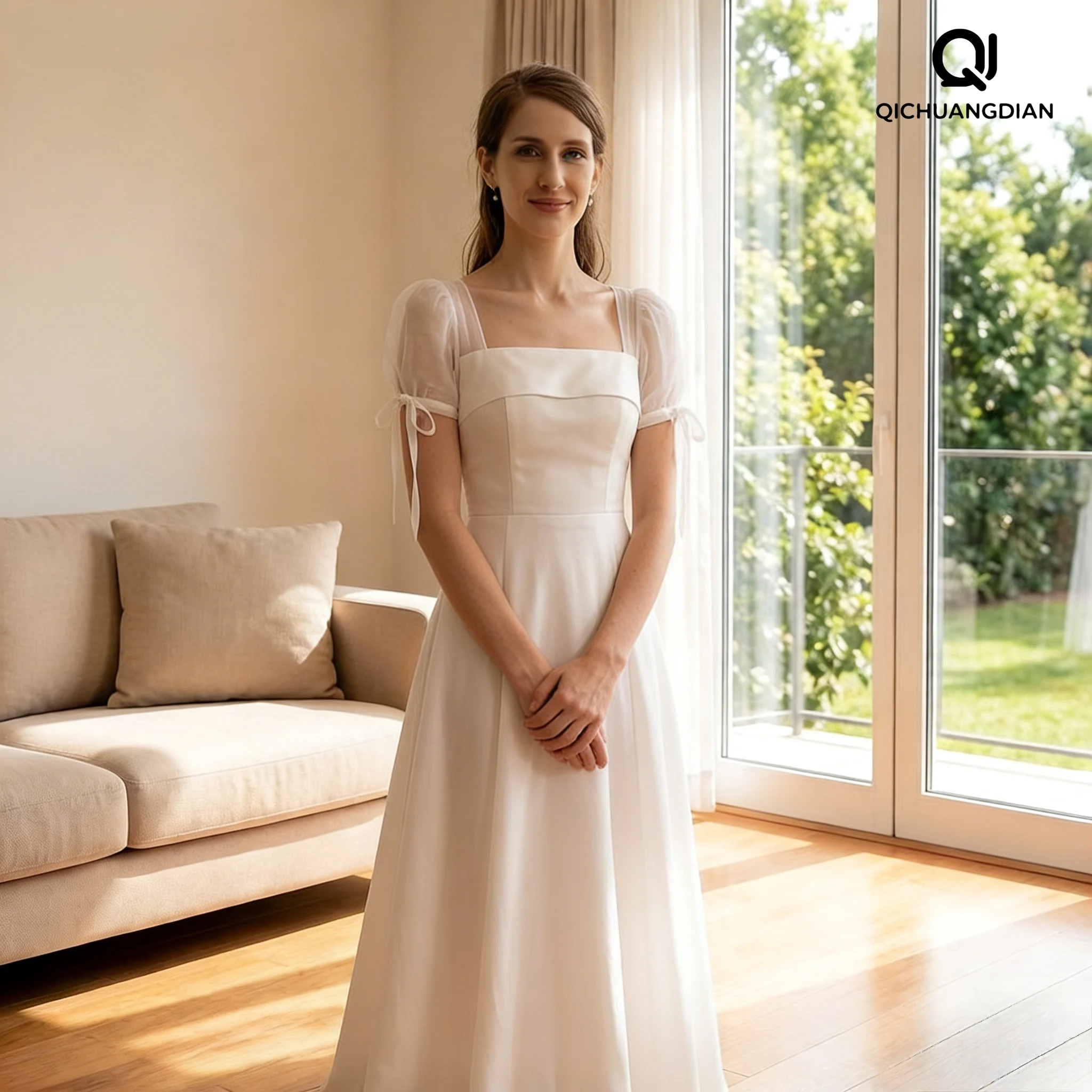 Customized Simple Satin A-Line Puff Sleeve O-Neck Zipper Bridal Gown Floor Length for Wedding Vestido De Noiva robe de mariée
Customized Simple Satin A-Line Puff Sleeve O-Neck Zipper Bridal Gown Floor Length for Wedding Vestido De Noiva robe de mariée