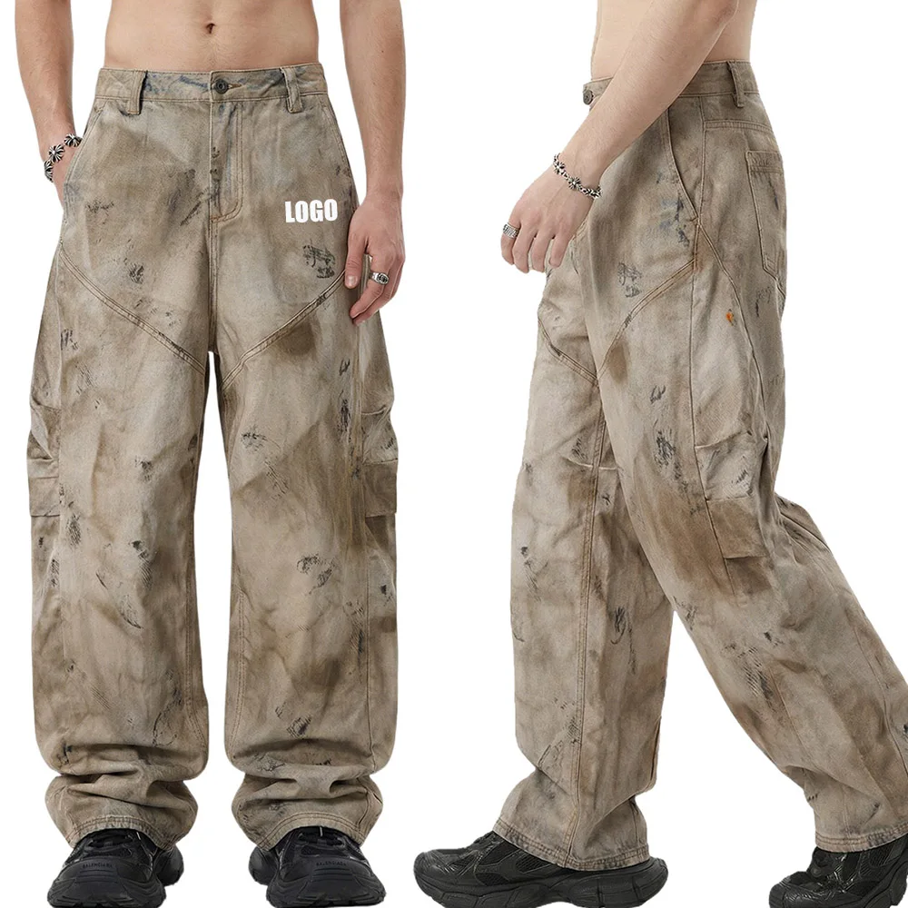 Мужские брюки с индивидуальным логотипом, 270 г, из чистого хлопка, в стиле ретро, повседневные, с текстурой денима, цвета грязно-желтый, свободного кроя, широкие штанины.
Мужские брюки с индивидуальным логотипом, 270 г, из чистого хлопка, в стиле ретро, повседневные, с текстурой денима, цвета грязно-желтый, свободного кроя, широкие штанины.